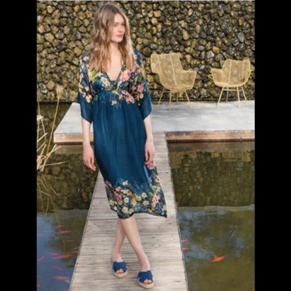 JOHNNY WAS Blue Floral Dress